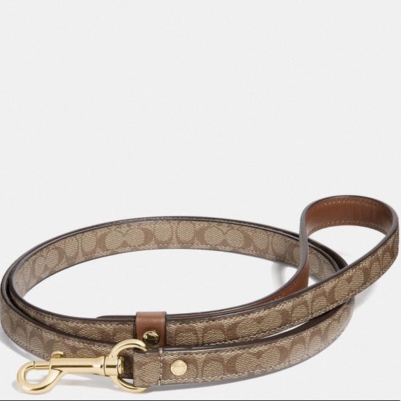 JUST SOLD ELSEWHERE Small Pet Leash Coach Khaki Saddle Signature Cross… - Picture 2 of 7